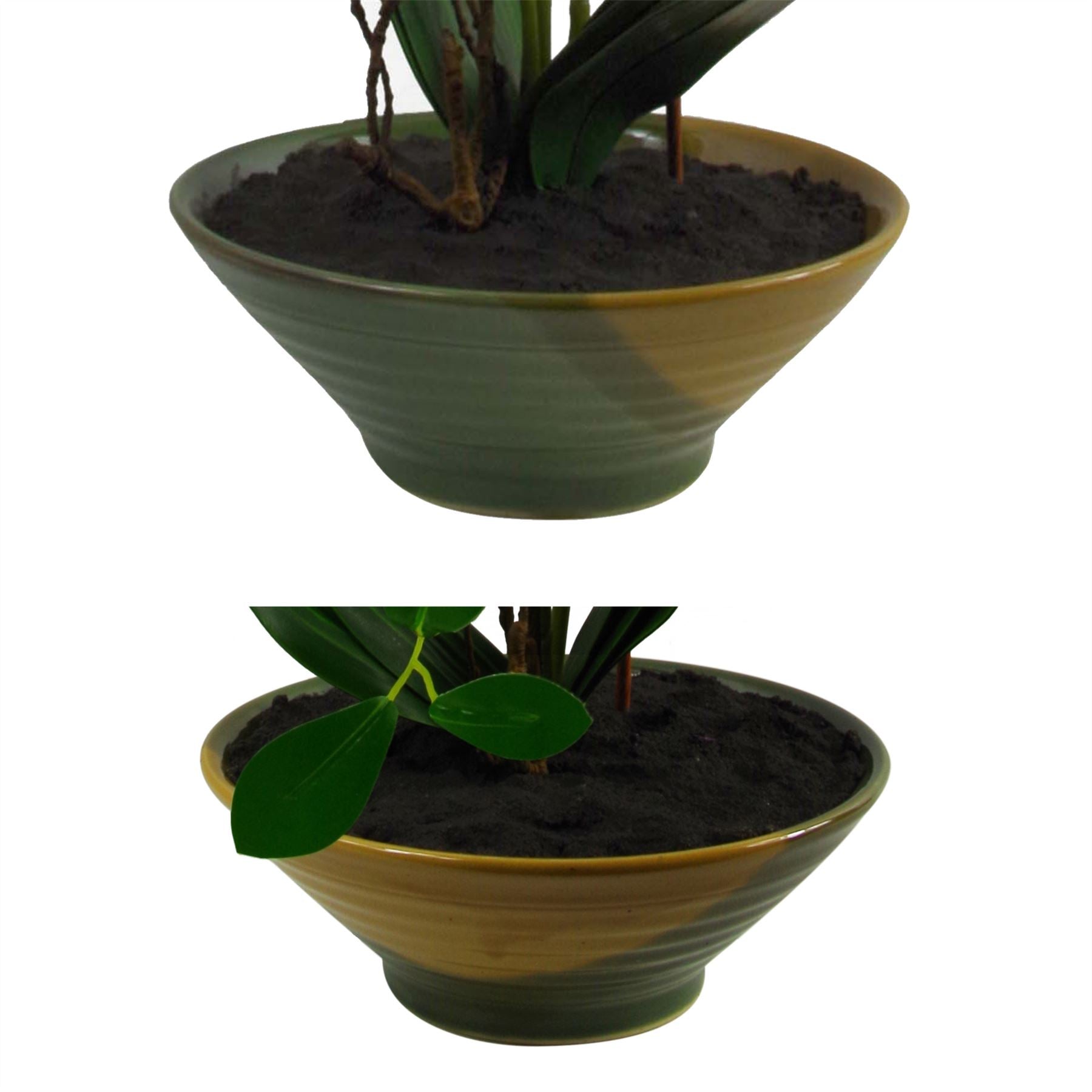 Artificial Orchid Glazed Planter White Glazed Planter 65cm