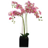 Artificial Orchid Pink Ceramic Cube Planter 90cm Pink