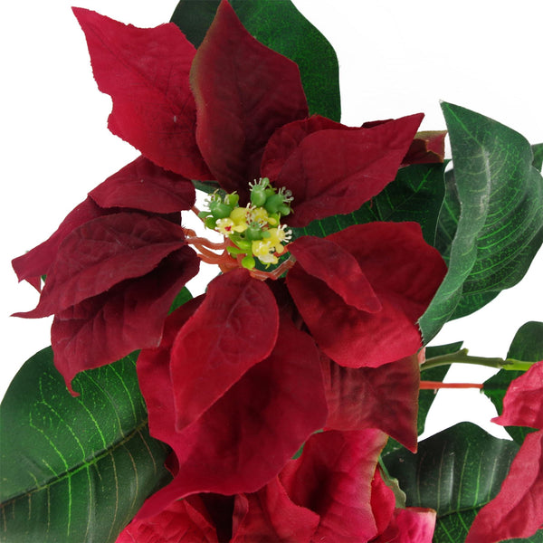 Artificial Poinsettia Plant Grey Pot