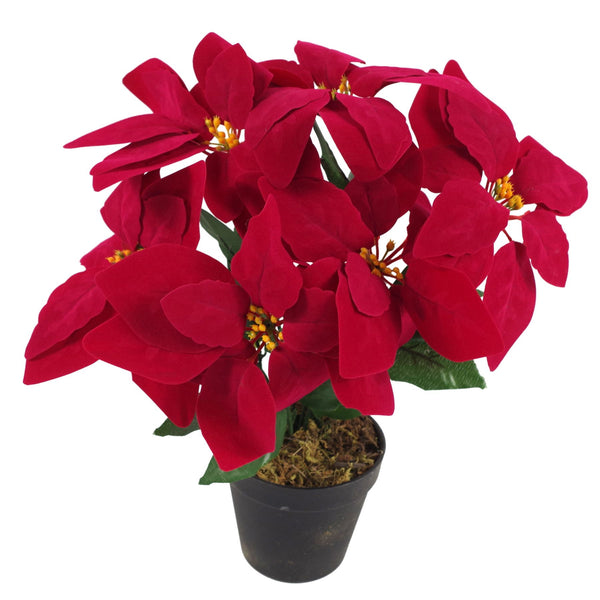 Poinsettia 40cm Artificial Christmas Red Copper Metal Planter