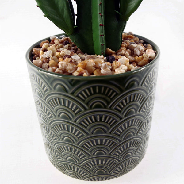 Artificial Cactus Cacti Planter Green Ceramic