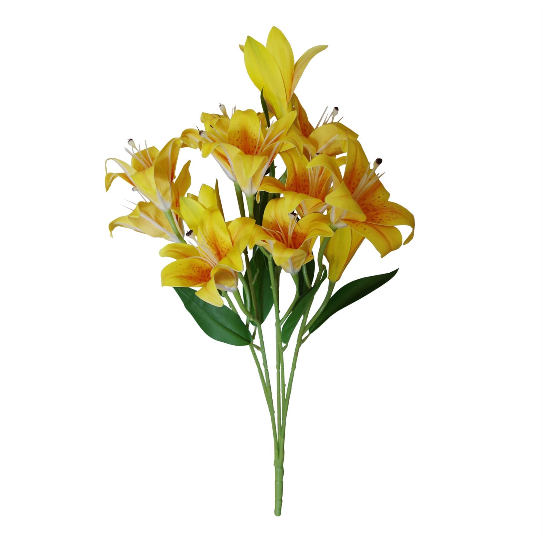 Artificial Lily Plants Yellow 60cm 12 x Bare Stem Flowers