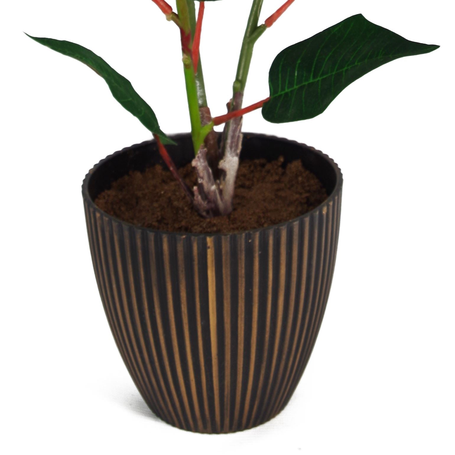 Artificial Poinsettia Plant Grey Pot