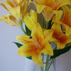 Artificial Flowers Lily Plant Yellow Bare Stem 60cm Leaf