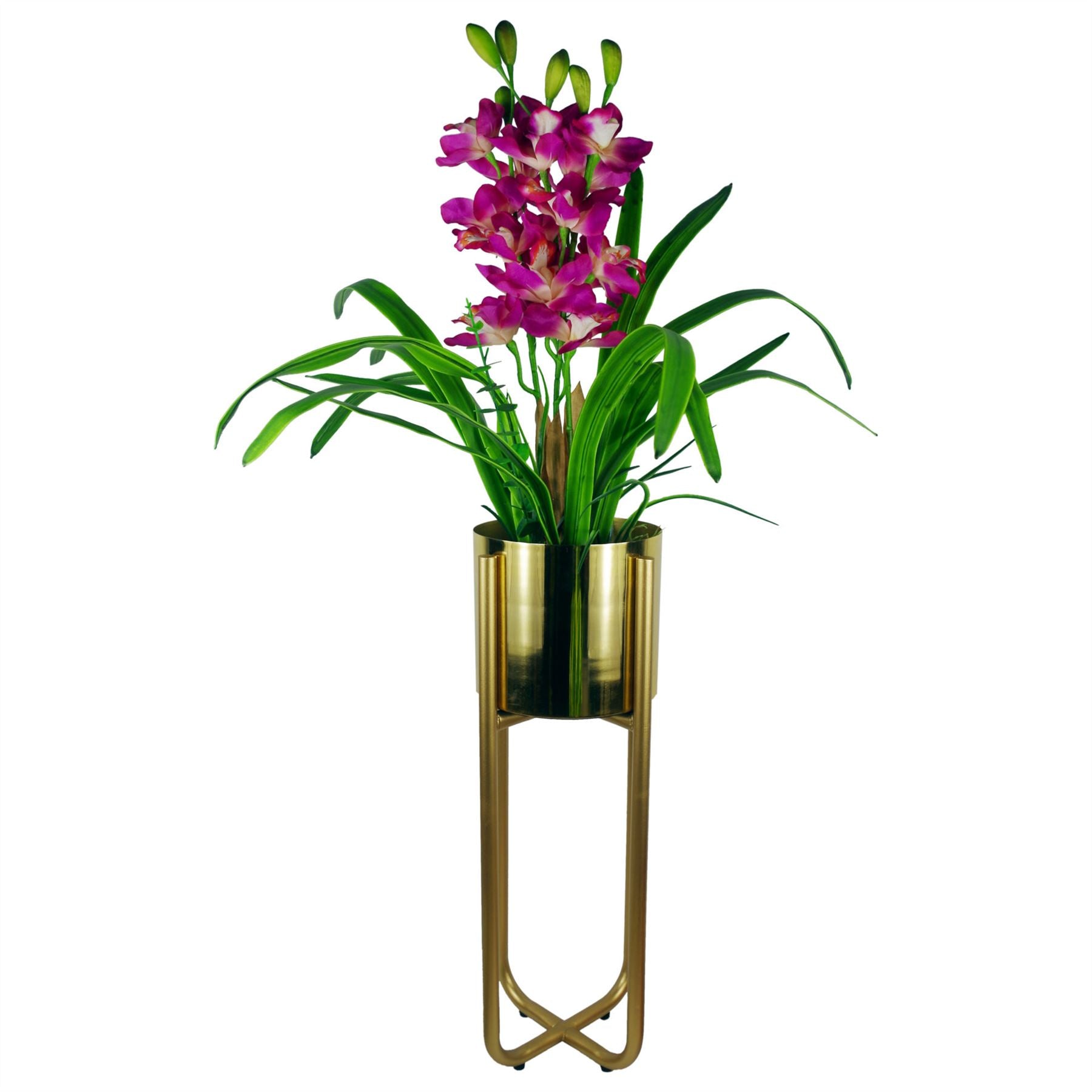 Metal Planter Gold Gold Metal Plant Pot 62cm x 18cm UK