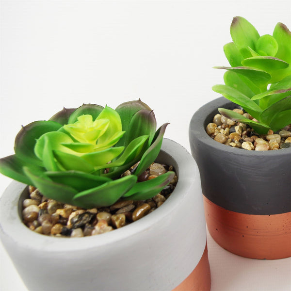 Stoneware Planters Artificial Plants Succulent 14cm Set 3