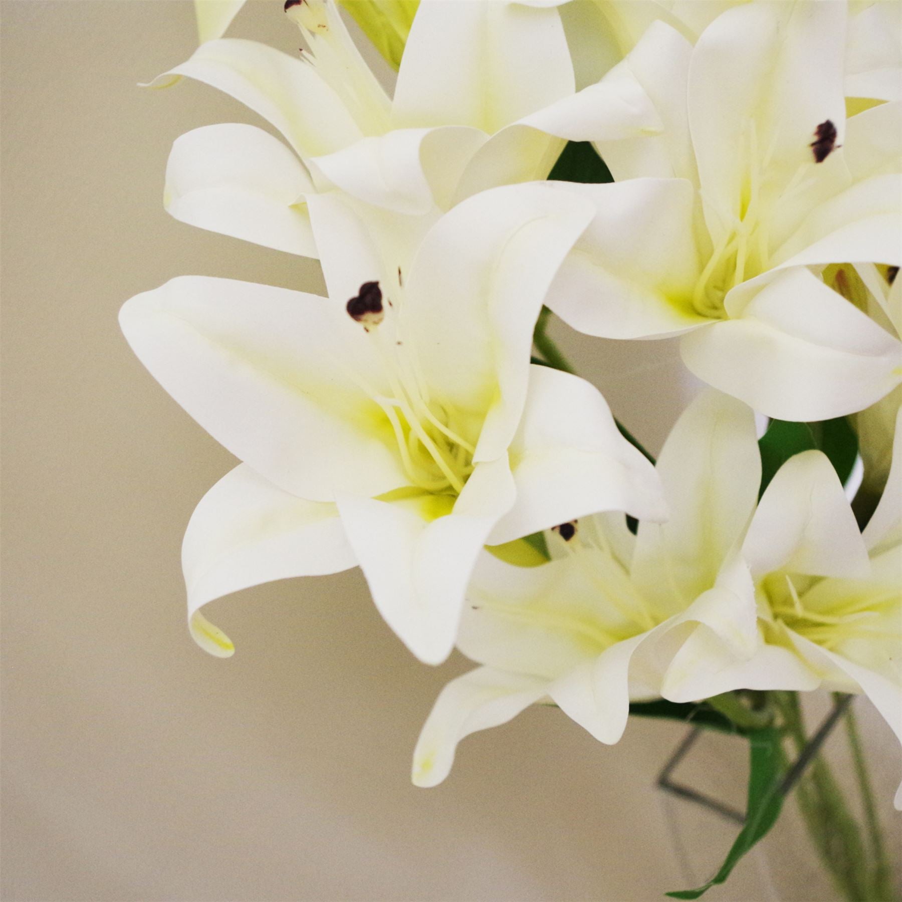 Artificial Flowers Lily Plant White Bare Stem 60cm Leaf