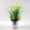 30cm Artificial Allium Grass Plant Metal Planter