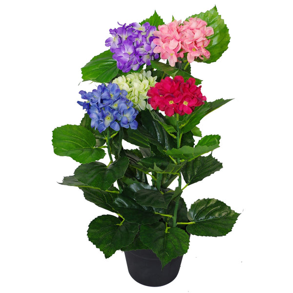 Artificial Hydrangea Plant in Black Plastic Pot 60cm