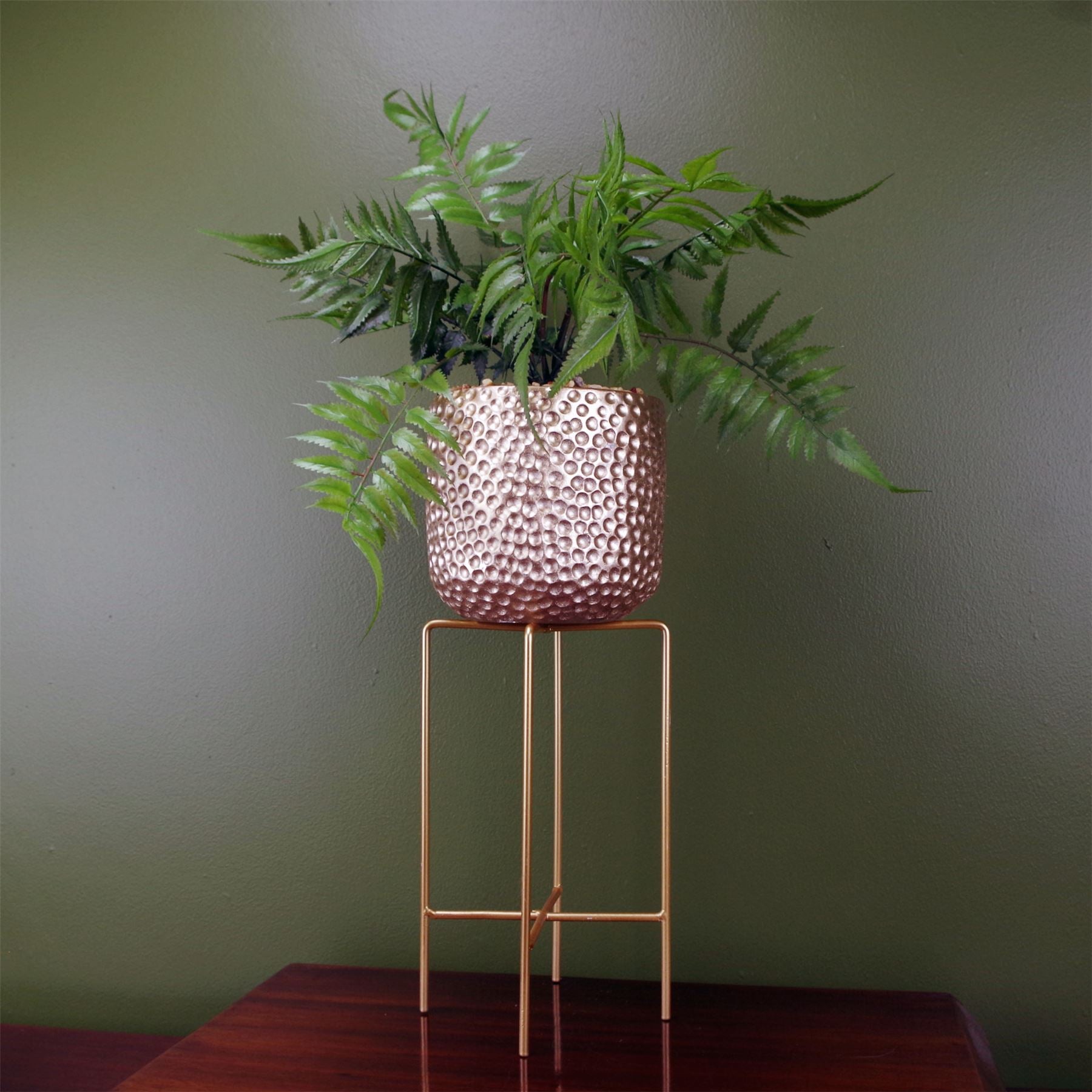 Artificial Fern Plant Metal & Planter 60cm