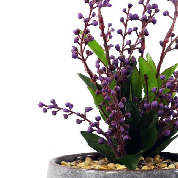 Artificial Plant Ceramic Planter Desk Plant Purple Vitex Negundo 28cm