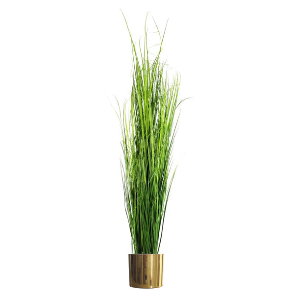 Artificial Grass Plant Gold Metal Planter 130cm