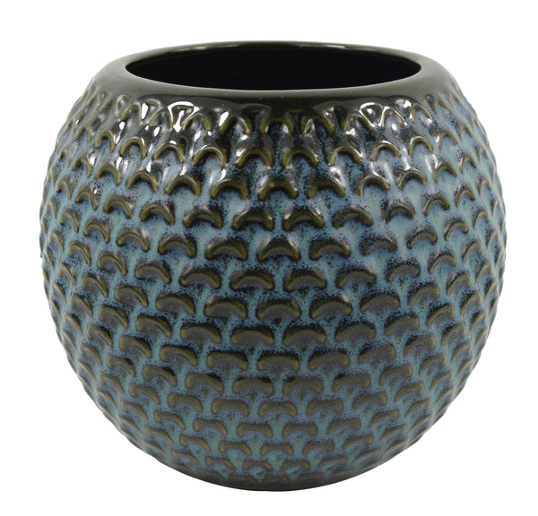 Ceramic Plant Pot Planter Designer Blue 14 x 14 x 12.5cm