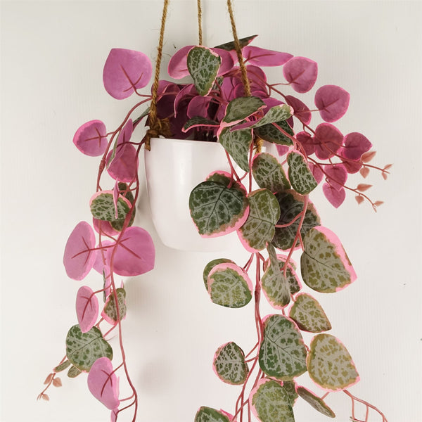 Artificial Hanging Plant Pink Plant Hearts