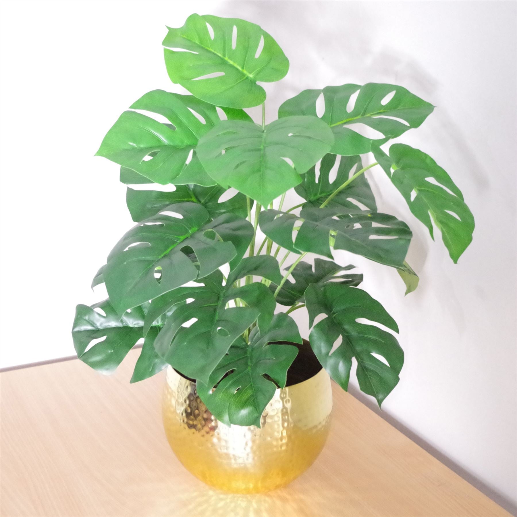 Artificial Monstera Plant 60cm Monstera Gold Metal Pot 60cm