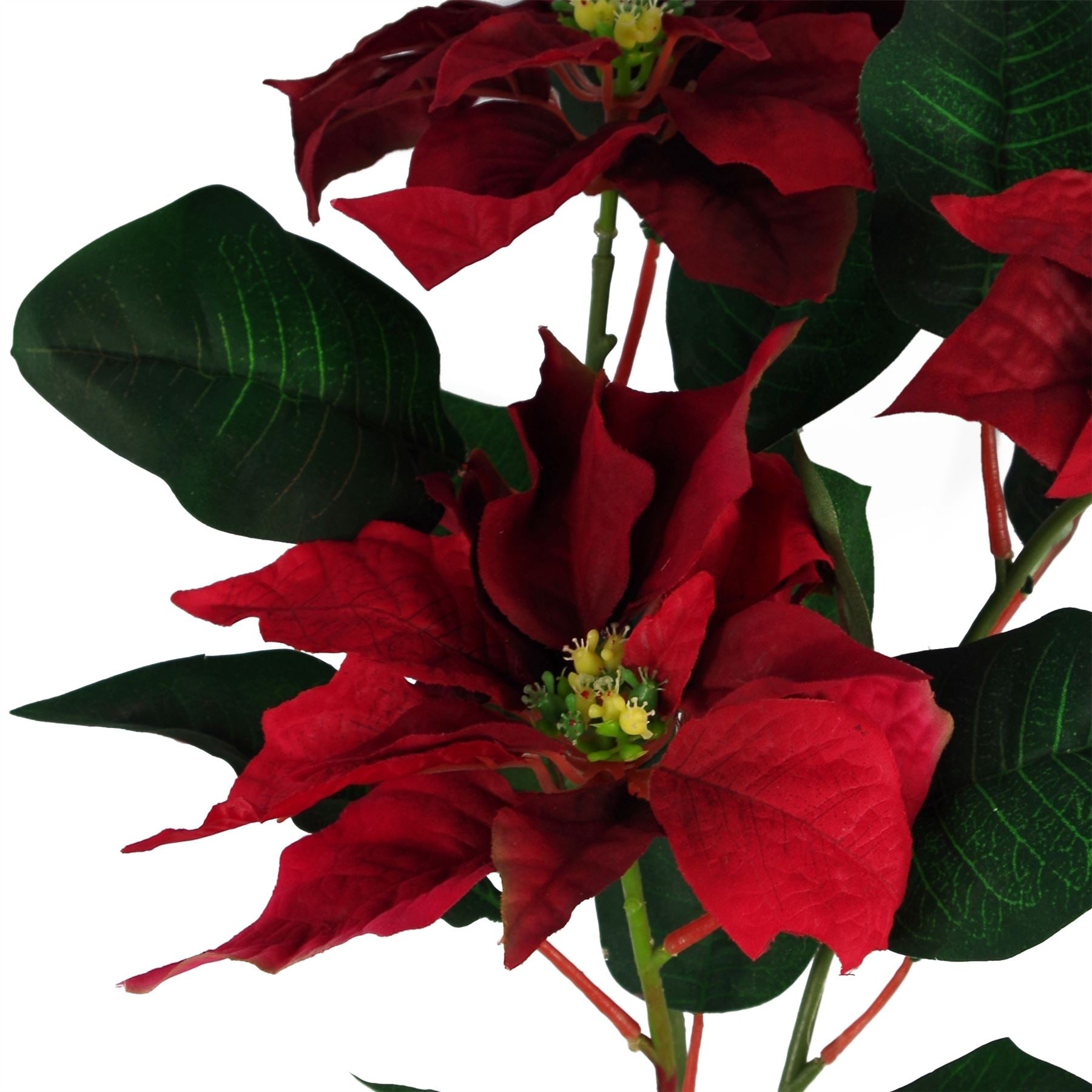 Artificial Poinsettia Plant Grey Pot