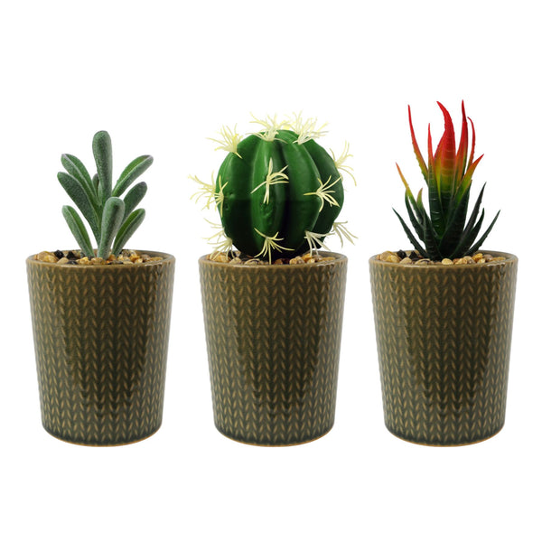 Artificial Plant Ceramic Planter Stone Planter Cactus 17cm