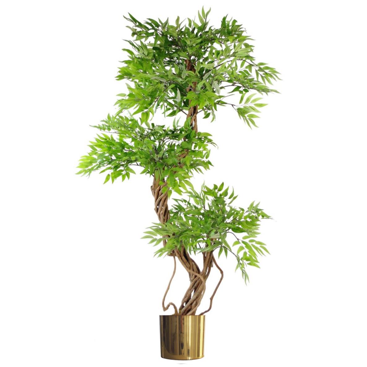 Artificial Ficus Tree Green Gold 140cm Japanese Fruticosa