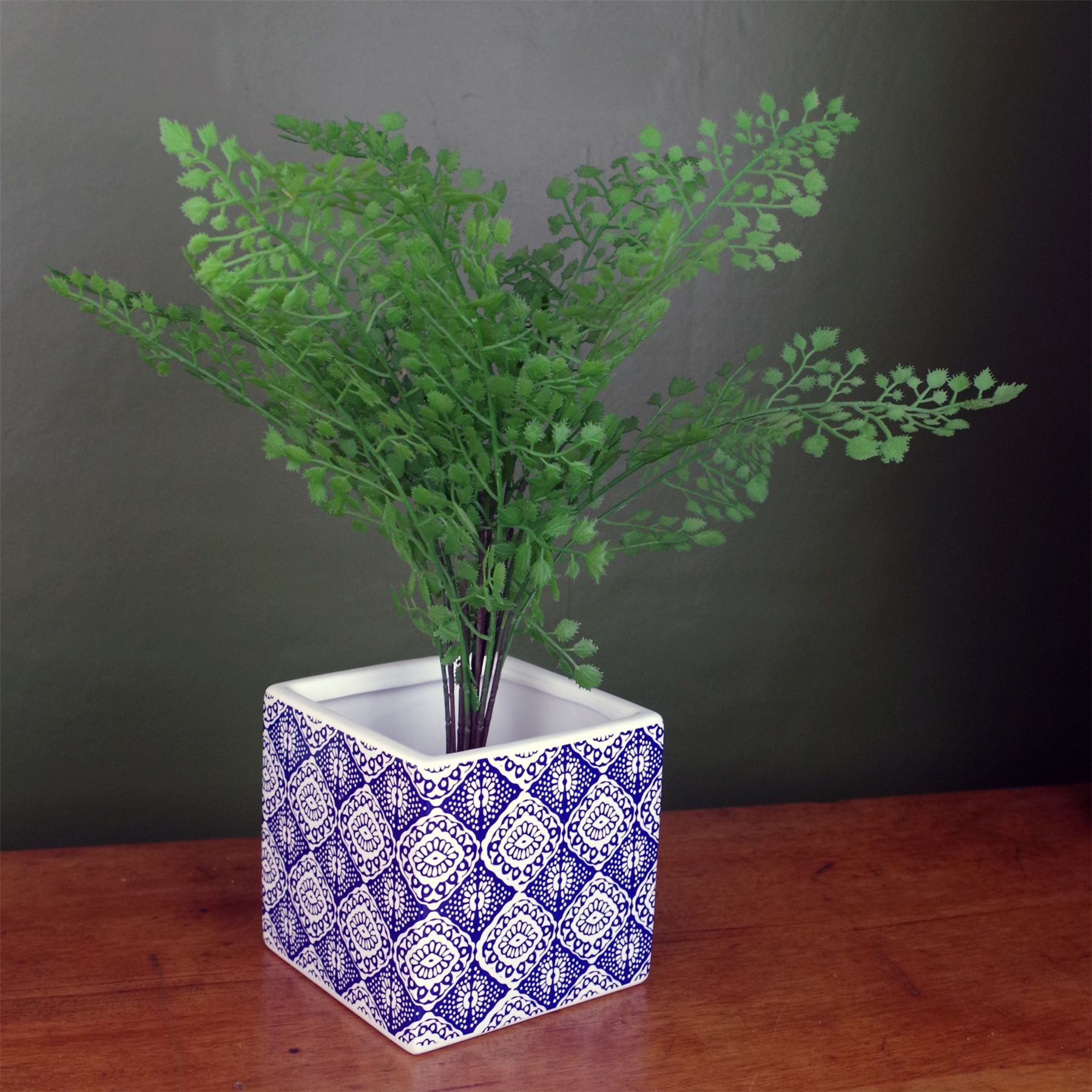 12cm Ceramic Cube Planter Print Blue Eye