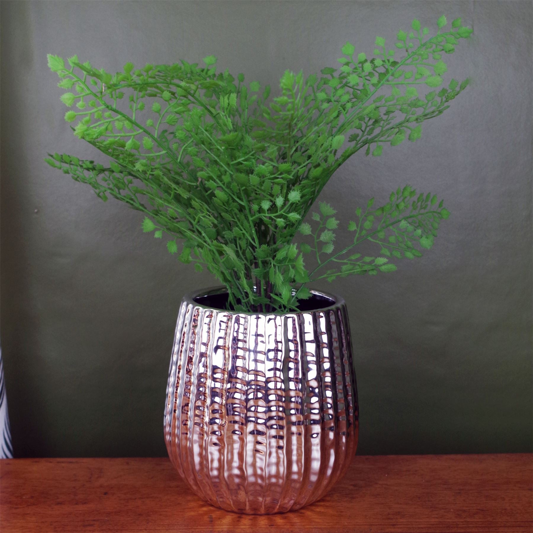 16cm Silver Ceramic Planter