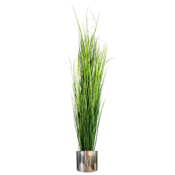 Artificial Onion Grass Plant Silver Metal Plater 130cm