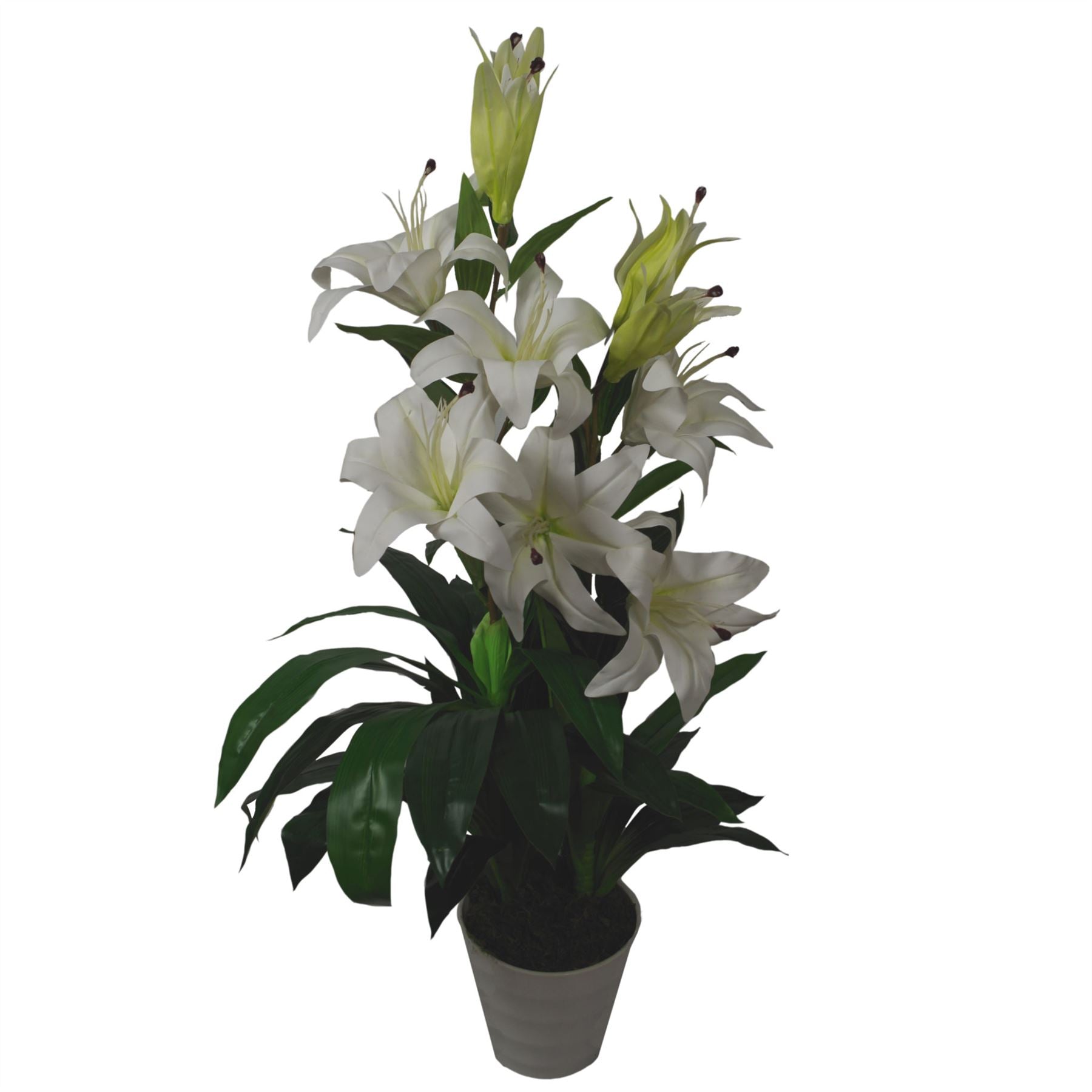 Artificial Lily Plant Stargazer Style 90cm Pink White Pot