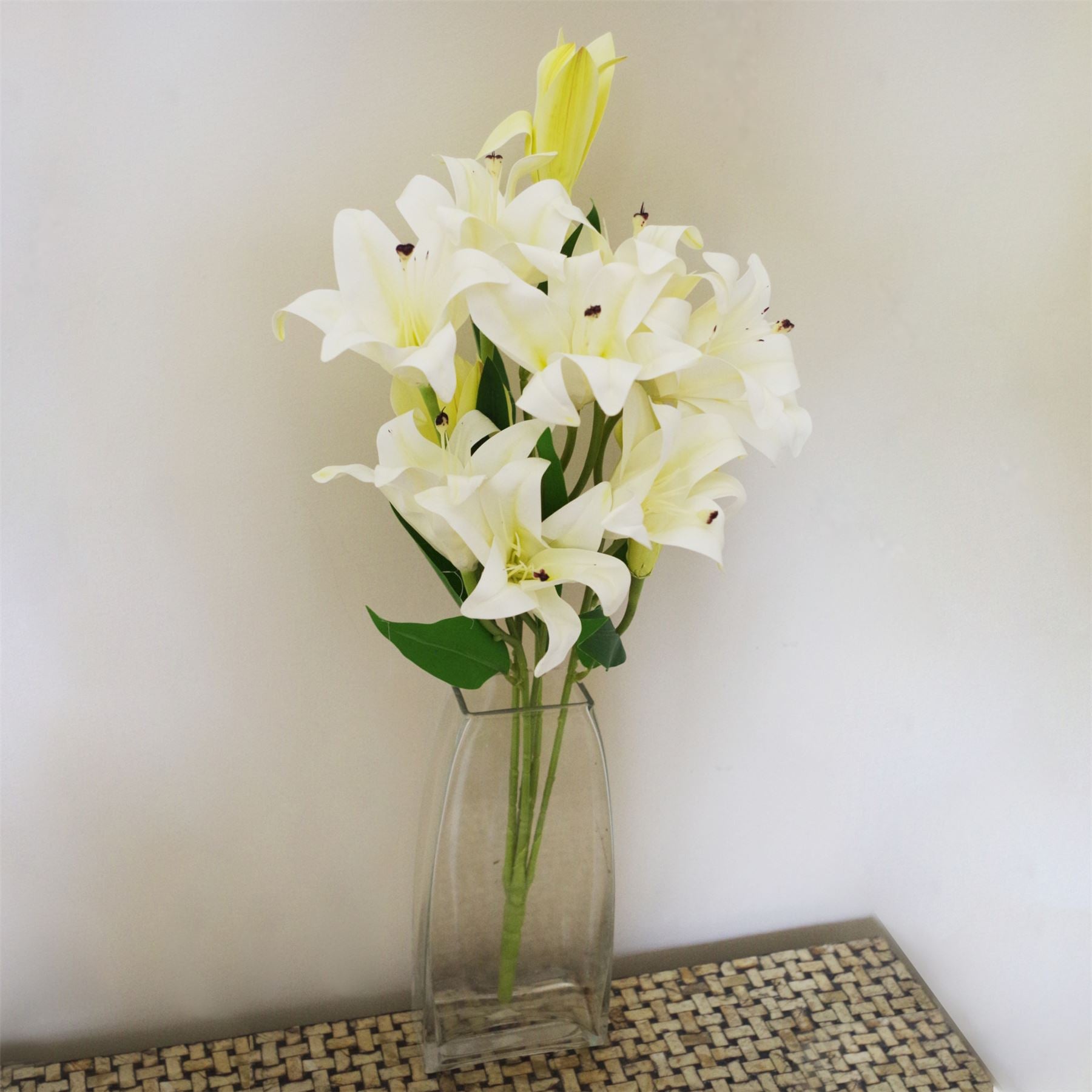 Artificial Lily Plant White 60cm Bare Stem Flowers