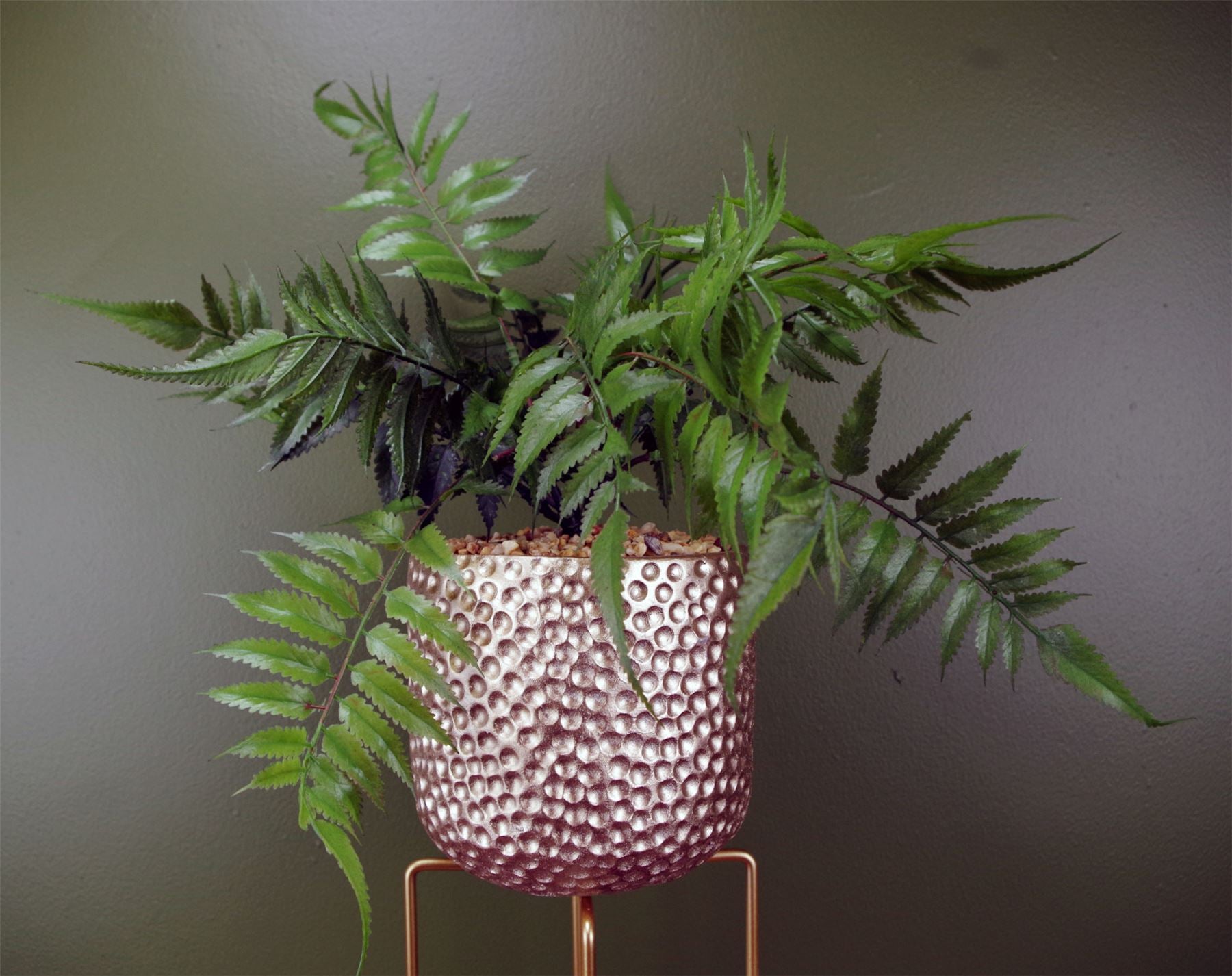 Artificial Fern Plant Metal & Planter 60cm