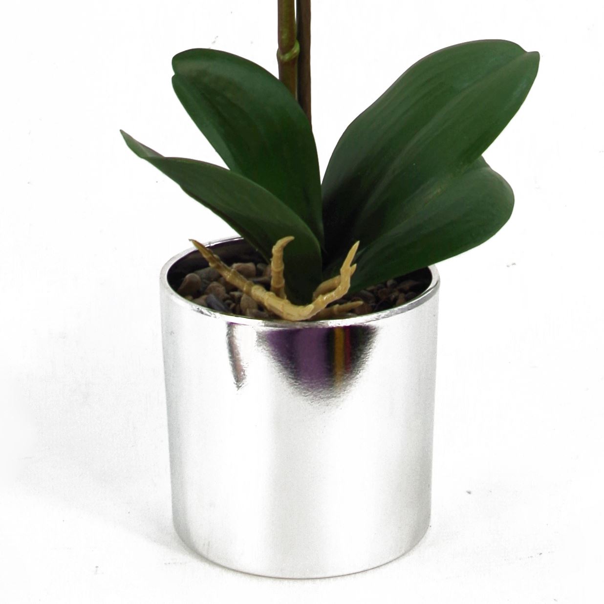 Artificial Orchid White Silver Pot 46cm