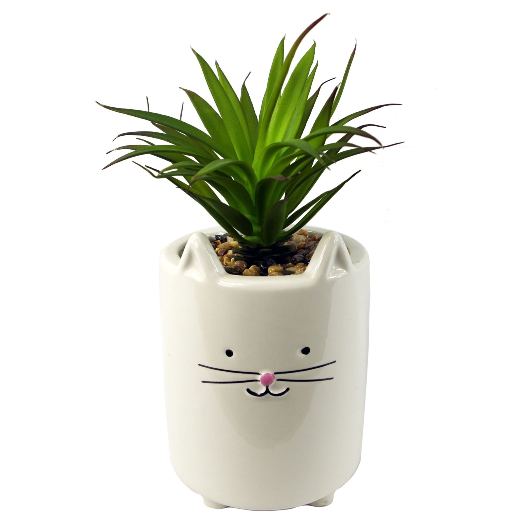 Ceramic Cat Planter Animals Cat Green Succulent 24cm