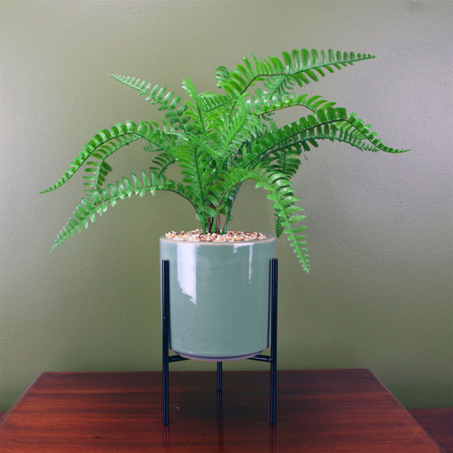 Artificial Fern Ceramic Planter & 40cm