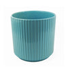 Ceramic Plant Pot Planter Ribbed Blue 13.5 x 13.5 x 13cm