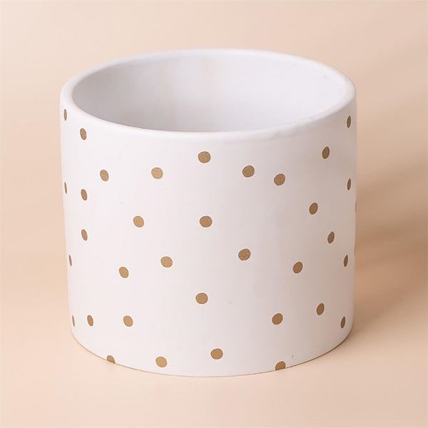 Ceramic Plant Pot Planter Dotty Gold 15 x 15 x 18cm