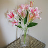 Artificial Flowers Lily Plant Pink Bare Stem 60cm Leaf