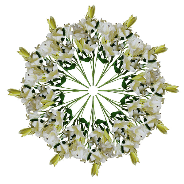 Artificial Lily White 60cm 12 x Stem