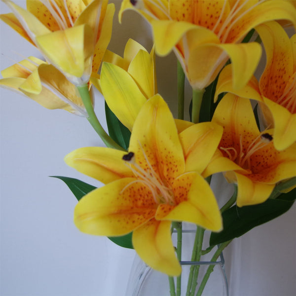 Artificial Lily Plant Yellow 60cm Bare Stem Flowers