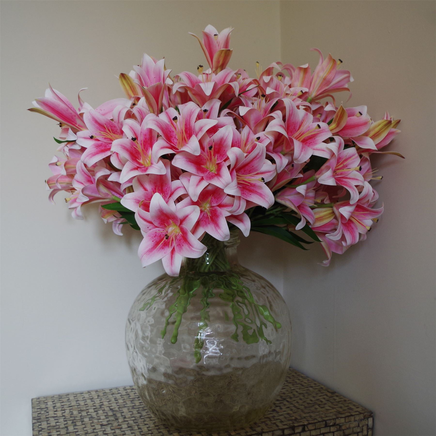 Artificial Lily Plants Pink 60cm 12 x Bare Stem Flowers