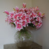 Artificial Lily Plants Pink 60cm 12 x Bare Stem Flowers