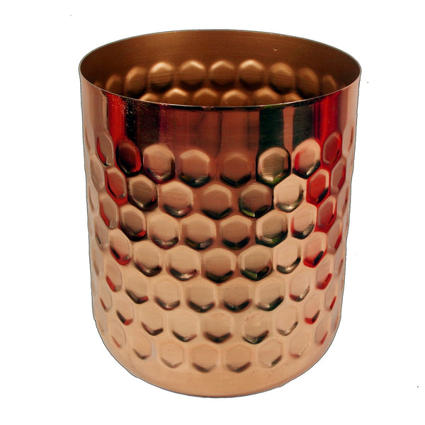 Honeycomb Metal Planter Copper 18cm x 15.5cm Leaf Design UK