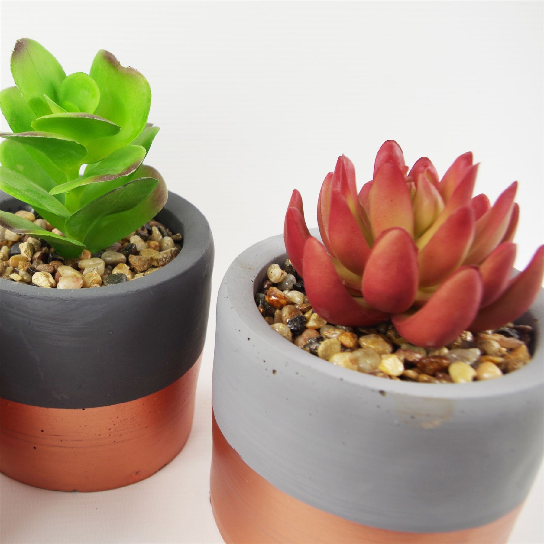 Stoneware Planters Artificial Plants Succulent 14cm Set 3