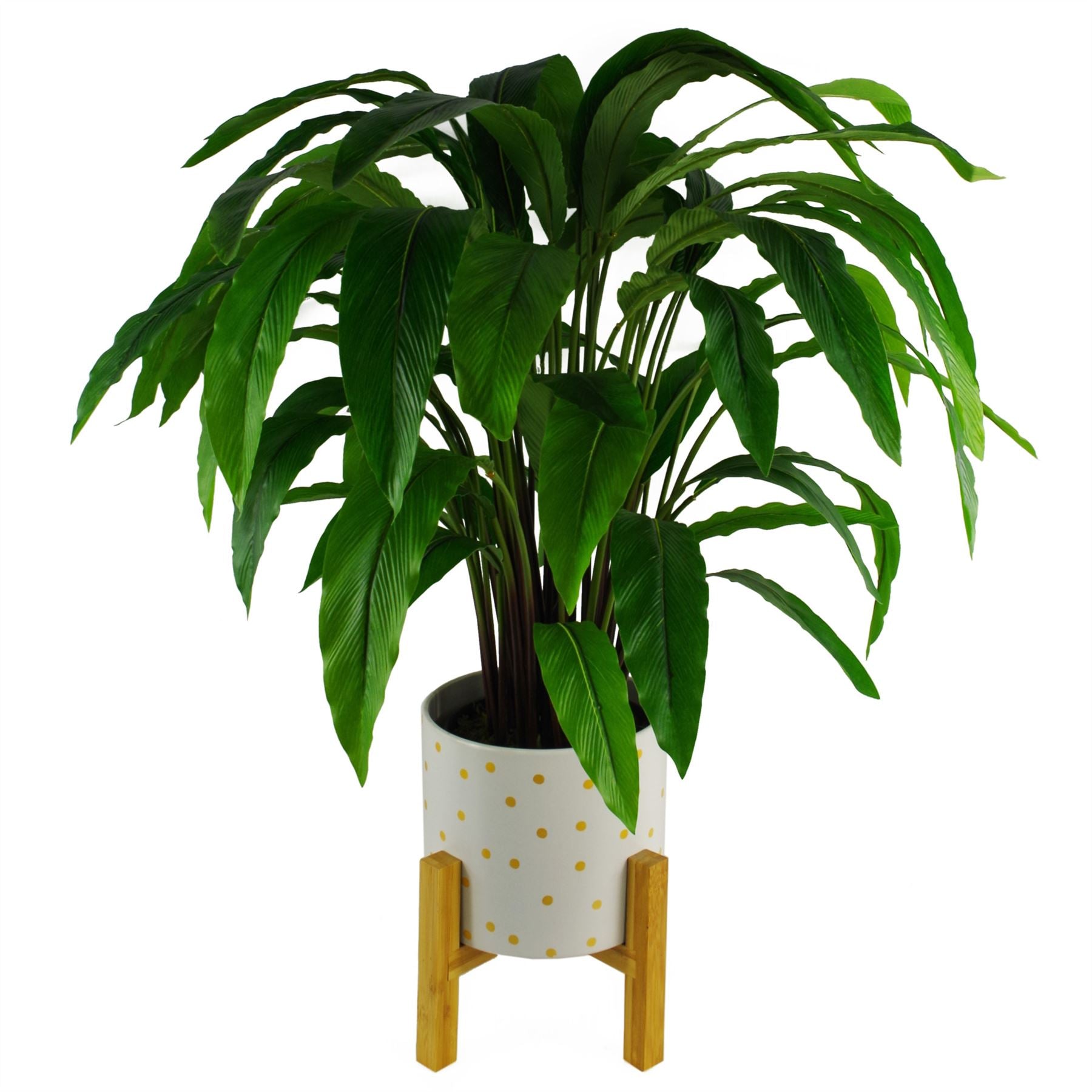 Ceramic Plant Pot Planter Bamboo Gold Dots 22 x 22 x 23.5cm