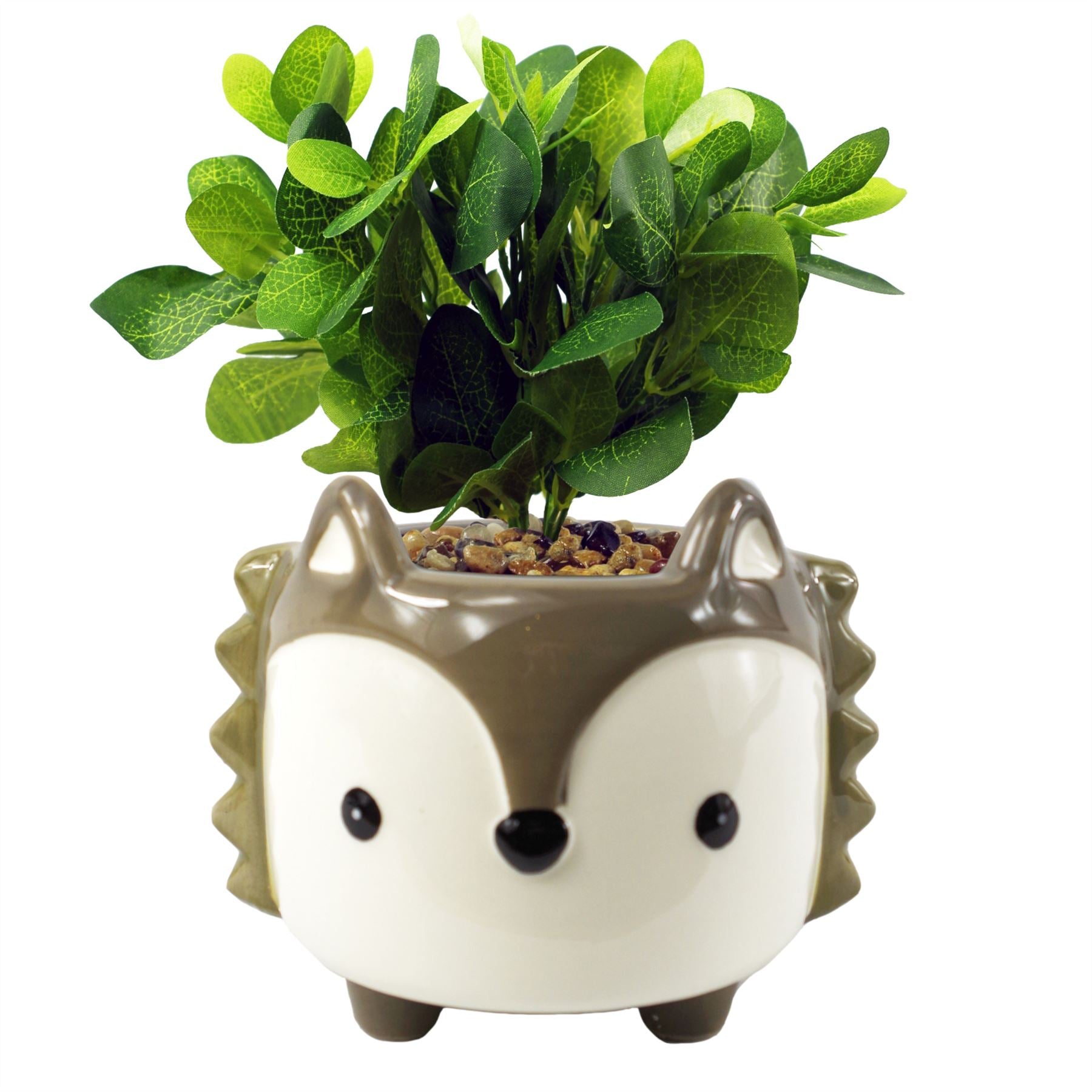 Artificial Plant Ceramic Fox Planter Grey Fox Artificial Mosaic 22cm