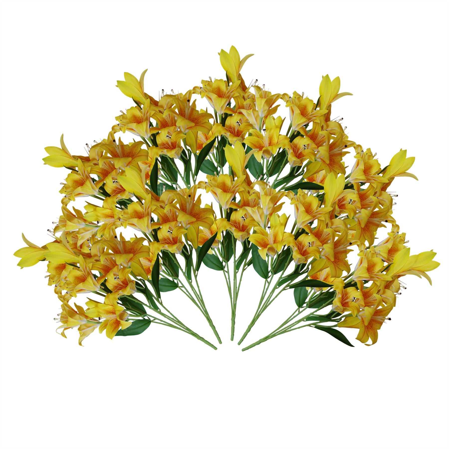 Artificial Flowers Lily Plant Yellow Bare Stem 60cm Pack 12