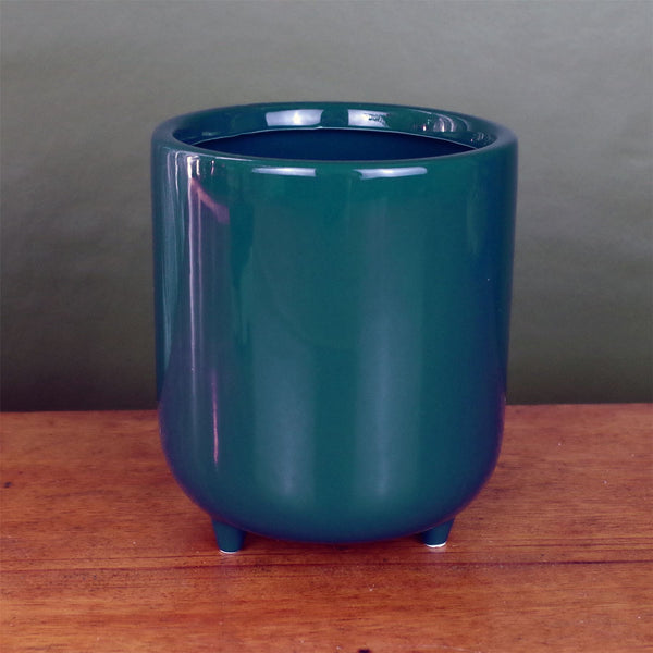 15cm Dark Teal Green Blue Ceramic Planter Feet