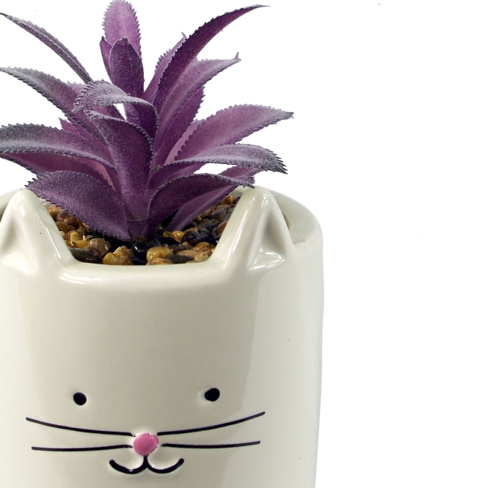 Ceramic Cat Planter Animals Cat Pink Succulent 18cm