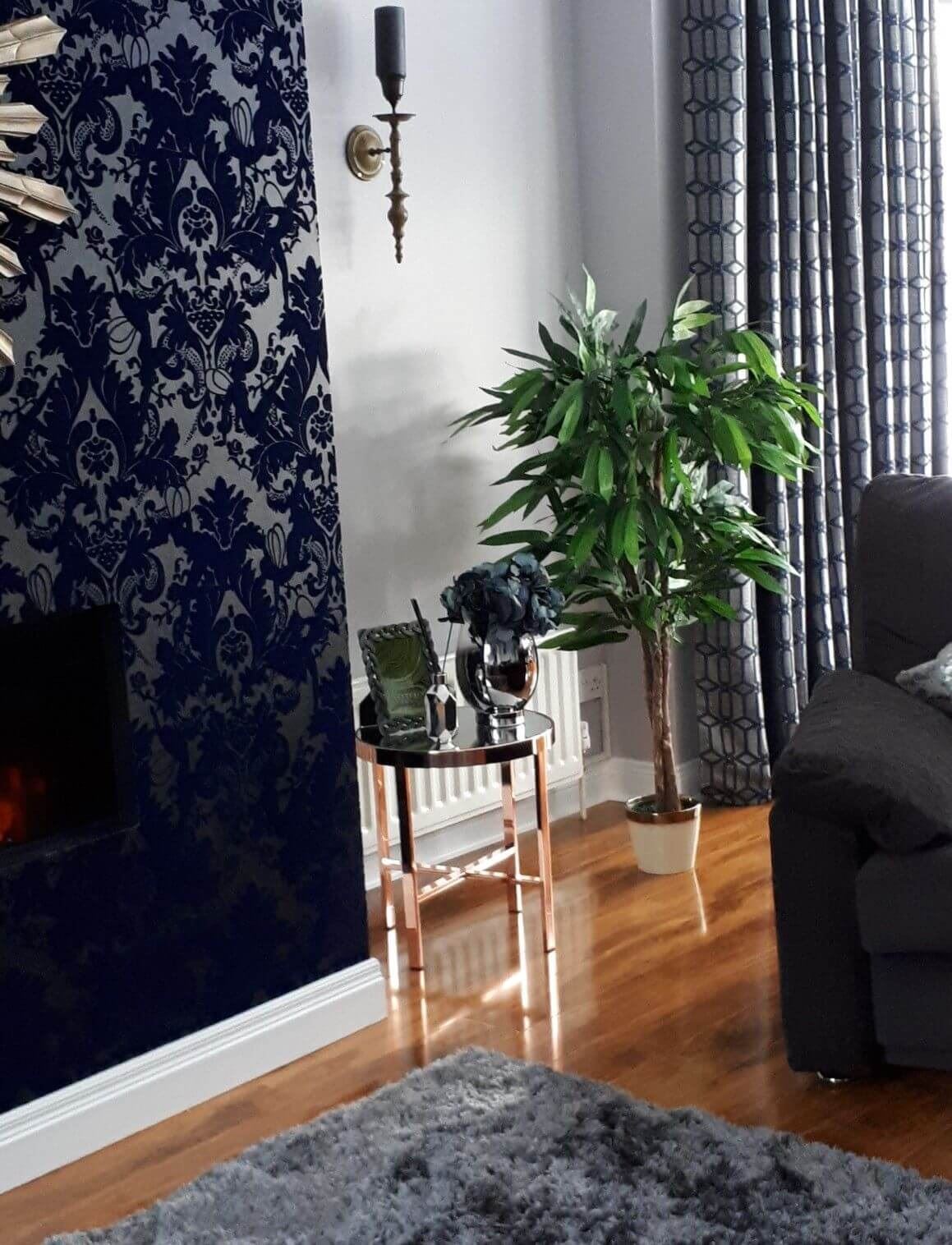 Artificial Mango Plant Tree Gold Metal Planter 120cm