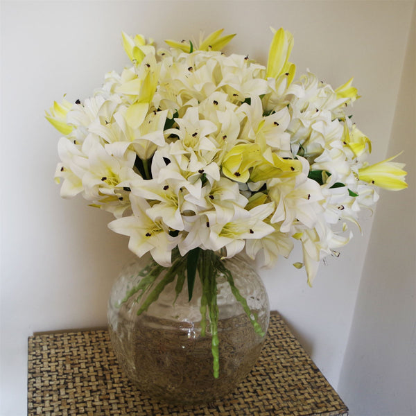 Artificial Lily White 60cm 12 x Stem