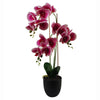 Artificial Orchid Flower Plant Display in Pot Dark Pink 70cm