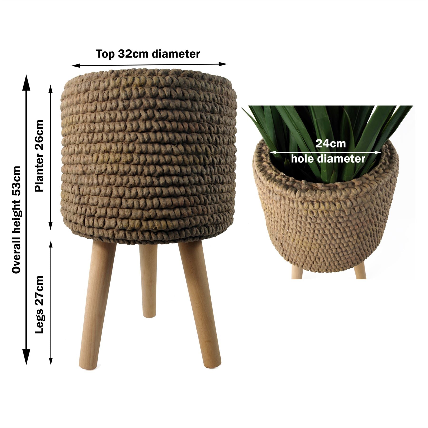 Planters Plant Pots Seagrass Style Composite 53cm x 32cm