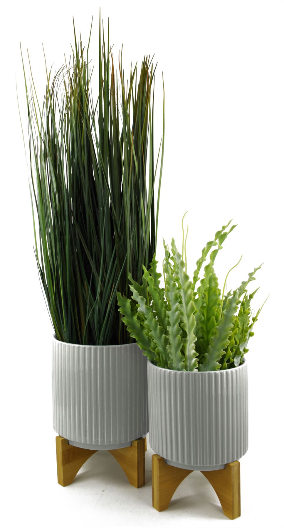 Ceramic Plant Pot Planter Ribbed White 16 x 16 x 15cm by Leaf Design